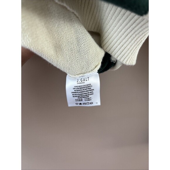 John Galt Women’s Green Beige Checkered Sweater Size Small - Picture 5 of 7